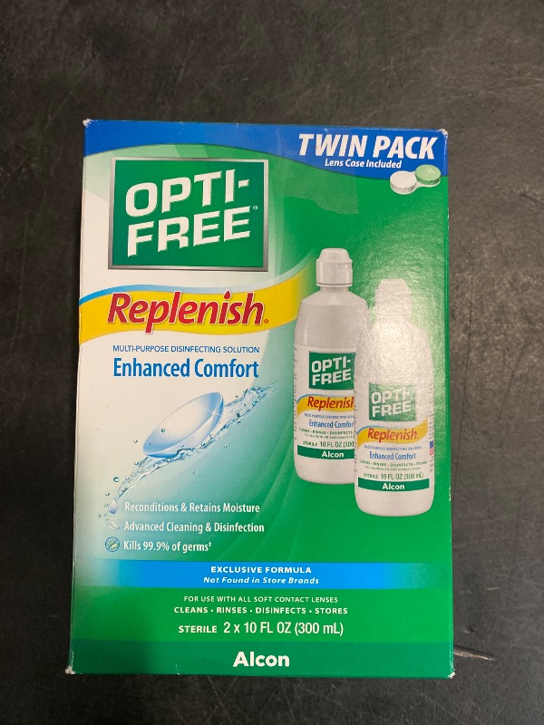 Photo 1 of Opti-Free Replenish Multi-Purpose Contact Lens Cleaning and Disinfecting Solution with Lens Case, 10 FL OZ (Pack of 2)
