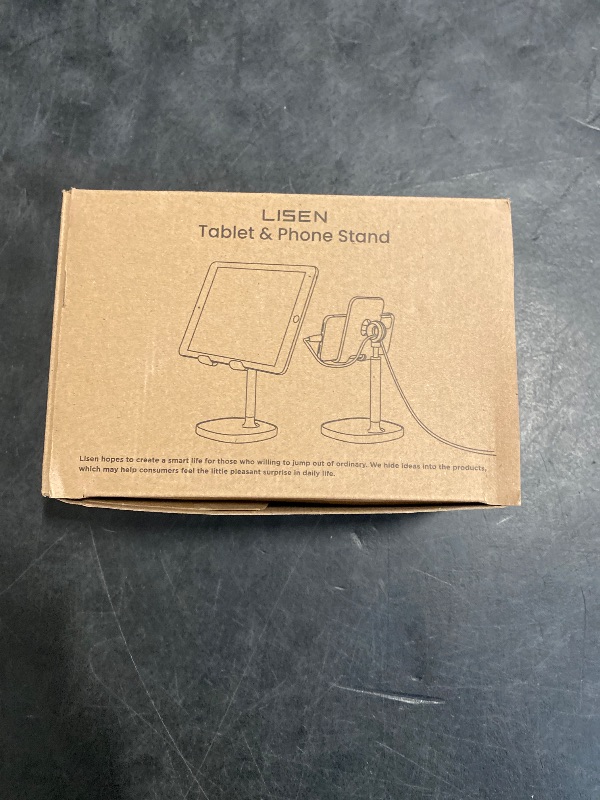 Photo 1 of LISEN Cell Phone Stand Adjustable for iPhone Phone Holder for Desk, Office Desk Accessories Computer PC for iPhone Stand Gaming Essentials Fit Otterbox Case Phones Switch Kindle iPad Air Tablet 4-10in