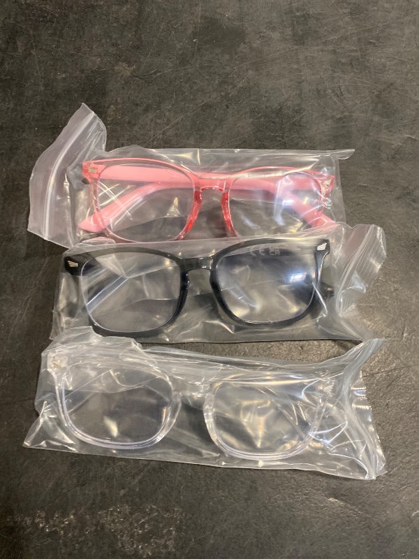 Photo 1 of Okany Blue Light Glasses for Kids 3 Pack Blue Light Blocking Glasses for Girls Boys Computer Gaming Screen Glasses, Anti Glare Eyestrain Teen Fashion Glasses Age 3-10