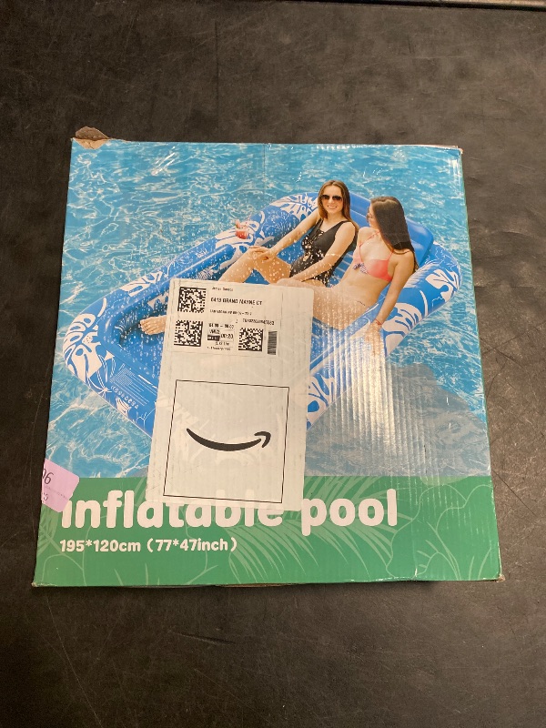 Photo 1 of Inflatable Tanning Pool Lounger Float with Sprinkler, 77" x 48" Pool Floats Adult with Pillow, 6 in 1 Suntan Tub Raft Floatie with Drink Holder Sunbathing Water Lounge