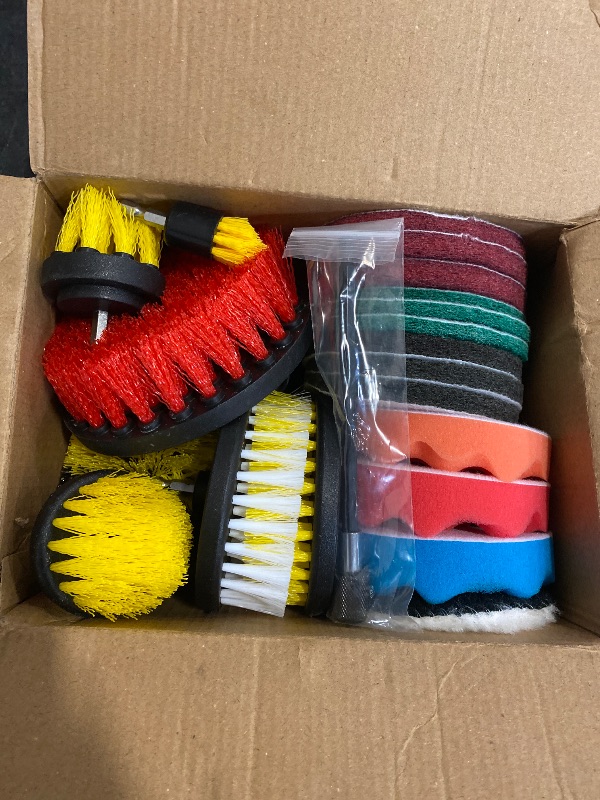 Photo 1 of Holikme 22Pack Drill Brush Attachments Set,Scrub Pads & Sponge, Buffing Pads,Power Scrubber Brush,Car Polishing Pad Kit,Wax Applicator Pad,Car Cleaning Kit,Masonry Brushes,Cleaning Supplies