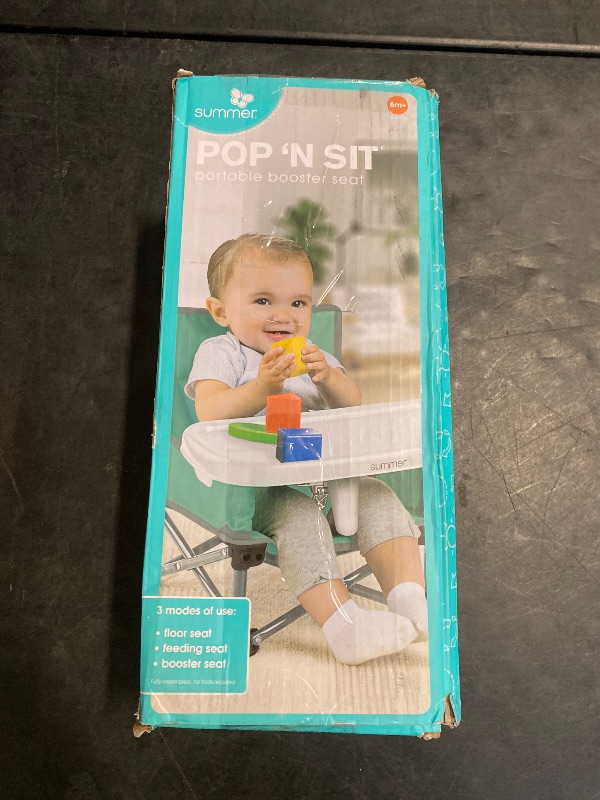 Photo 1 of Summer by Bright Starts Pop 'N Sit Portable Booster Chair, Floor Seat, Indoor/Outdoor Use, Compact Fold, Teal, 6 Mos - 3 Yrs