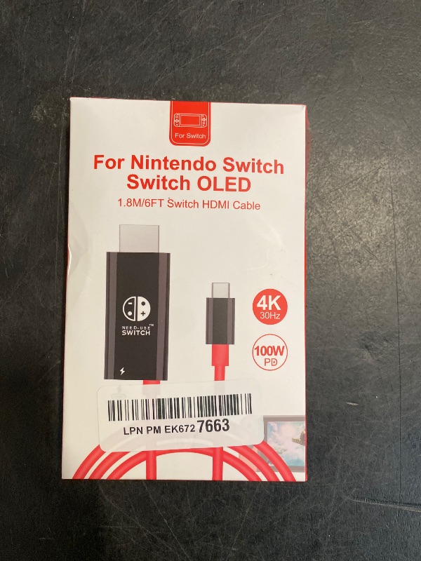 Photo 1 of Boreguse USB C to HDMI Adapter Cable for Nintendo Switch Dock,6FT/1.8M Switch Docking Station for TV with 4K Switch Dock HDMI Cable, 100W Switch Charging Dock- Black with Red, Not for Switch
