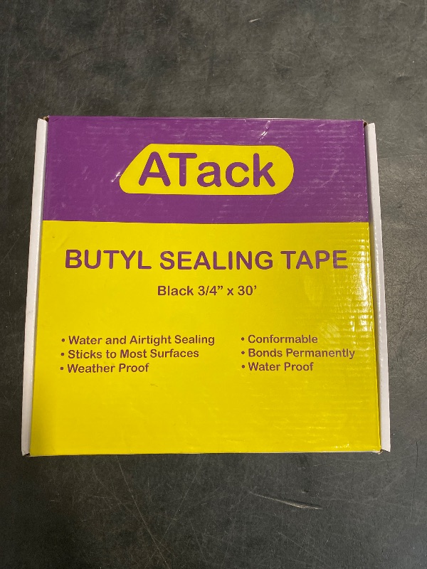 Photo 1 of ATack Black Butyl Seal Tape 1/8-Inch x 3/4-Inch x 30-Foot Leak Proof Putty Tape for RV Repair, Window, Boat Sealing, Glass and EDPM Rubber Roof Patching