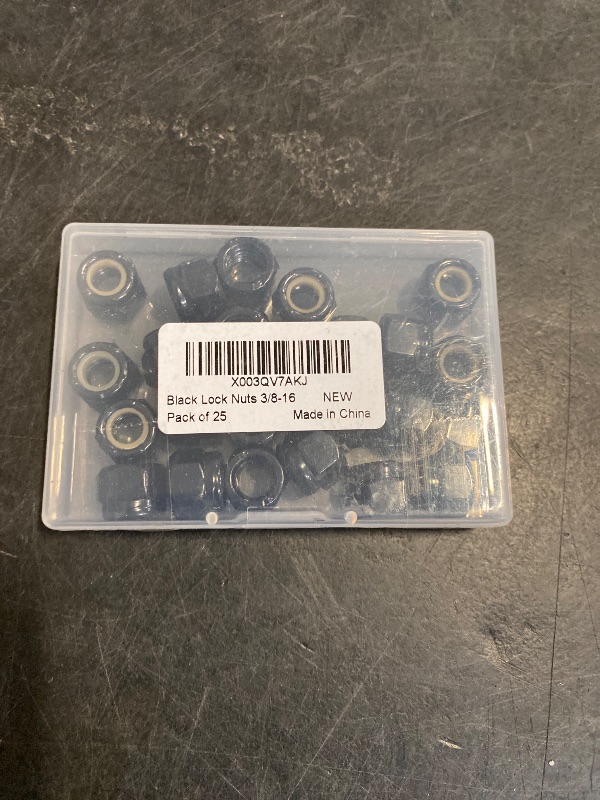 Photo 1 of 3/8-16 Nylon Insert Hex Lock Nuts Locknuts, 304 Stainless Steel 18-8, Black Oxide, 25 PCS