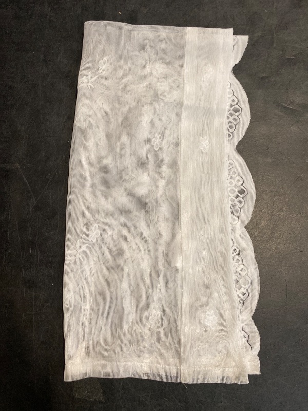 Photo 1 of HomeyHo Lace Half Curtains for Restaurant, Living Room, Valance for Bedroom & Kitchen - 36 x 18 Inch White Sheers