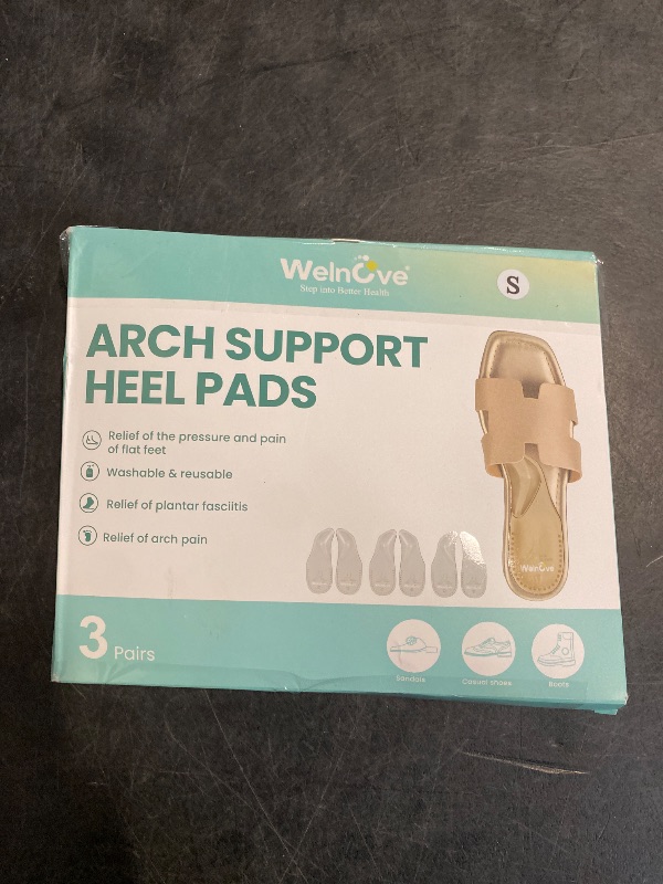 Photo 1 of Welnove Arch Support Inserts for Plantar Fasciitis - Self Adhesive Gel Arch Supports for Flat Feet and Foot Pain Relief - Reusable Arch Cushions Pads for Sandals Slippers Flats for Women & Men,S