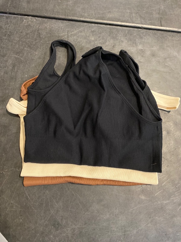 Photo 1 of size L OQQ Women's 3 Piece Bodysuits Sexy Ribbed Sleeveless Square Neck Tank Tops Leotard 2025 Trendy Outfits Black Coffee Beige