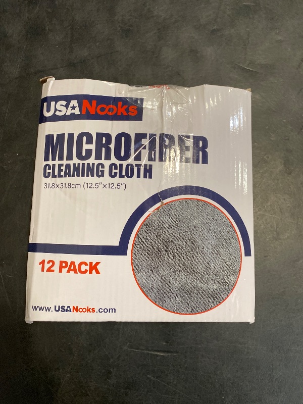 Photo 1 of USANOOKS Microfiber Cleaning Cloth Grey - 12 Pcs (12.5"x12.5") - High Performance - 1200 Washes, Ultra Absorbent Microfiber Towel Weave Grime & Liquid for Streak-Free Mirror Shine - Car Washing Cloth