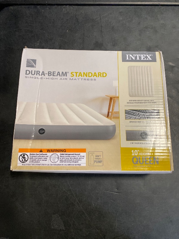 Photo 1 of Intex 64103E Dura-Beam Standard Single-High Air Mattress: Fiber-Tech - Queen Size - 10in Bed Height - 600lb Weight Capacity - Pump Sold Separately