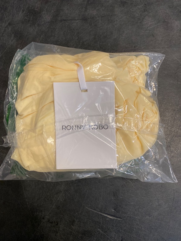 Photo 1 of Small Ronny Kobo Women's Off The Shoulder Short Sleeve Blanchet Top, Pastel Yellow