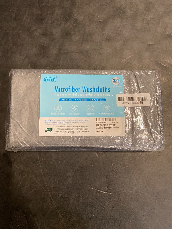 Photo 1 of HOMEXCEL Microfiber Washcloths 24 Pack, Highly Absorbent and Soft Face Towel, Multi-Purpose Grey Wash Cloths for Bathroom, Hotel, Spa, Gym, and Kitchen, 12x12 Inch
