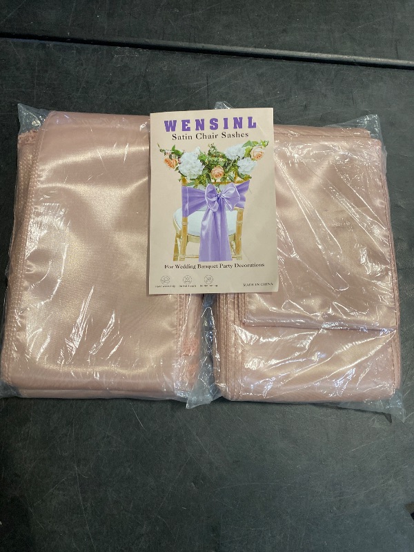 Photo 1 of WENSINL Pack of 50 Wedding Satin Chair Sashes Blush Pink Bows 7x108inch Ribbon Fabric Bands for Banquet Party Hotel Restaurant Ceremony Event Chairs Knots Ties Decorations - Blush Pink, 50PCS