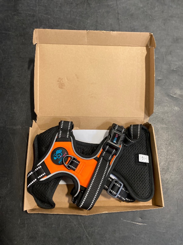 Photo 1 of PHOEPET No Pull Dog Harness Medium Reflective Front Clip Vest with Handle,Adjustable 2 Metal Rings 3 Buckles,[Easy to Put on & Take Off](M, Orange)