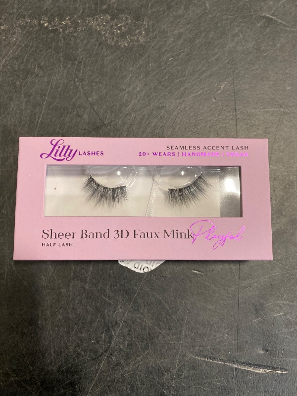 Photo 1 of Lilly Lashes Sheer Band, False Eyelashes w/Invisible Band Lashes, Half Lashes Natural Look, Half Lash Cateye Style, Clear Band Lashes, Reusable Eyelashes 20x, Lash Glue not Included, 13mm (Playful)