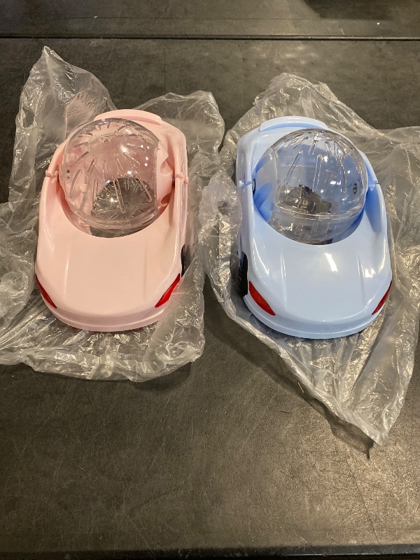 Photo 1 of RoundFunny 2 Pcs Hamster Running Exercise Ball Car Funny Fitness Wheel Toys 29.5 x 16.5 x 12 cm for Hamster Small Animal