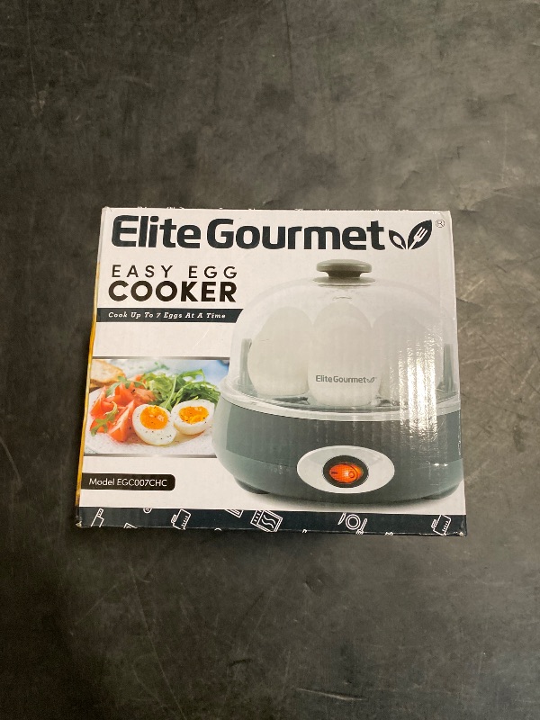 Photo 1 of Elite Gourmet EGC007CHC# Rapid Egg Cooker, 7 Easy-To-Peel, Hard, Medium, Soft Boiled Eggs, Poacher, Omelet Maker, Auto Shut-Off, Alarm, 16-Recipe Booklet, Charcoal Grey