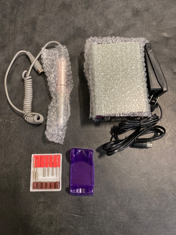Photo 1 of Professional Nail Drill Machine 25000 RPM Electric Nail File Kit with Foot Pedal + 6 Drill Bits + Sanding Bands for Home Salon Manicure Pedicure Acrylic Gel Nail Polishing Tools, 1.0 Count