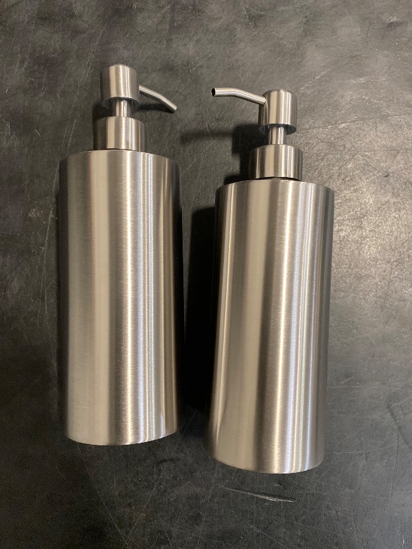 Photo 1 of 2 Pcs Large Stainless Steel Soap Dispenser(18.6 oz/550 Ml), Countertop Liquid Hand Soap Pump Bottle Rust Leak Proof Stand Free Metal Dispenser for Countertop Bathroom Kitchen Sink Hand Dish Lotion