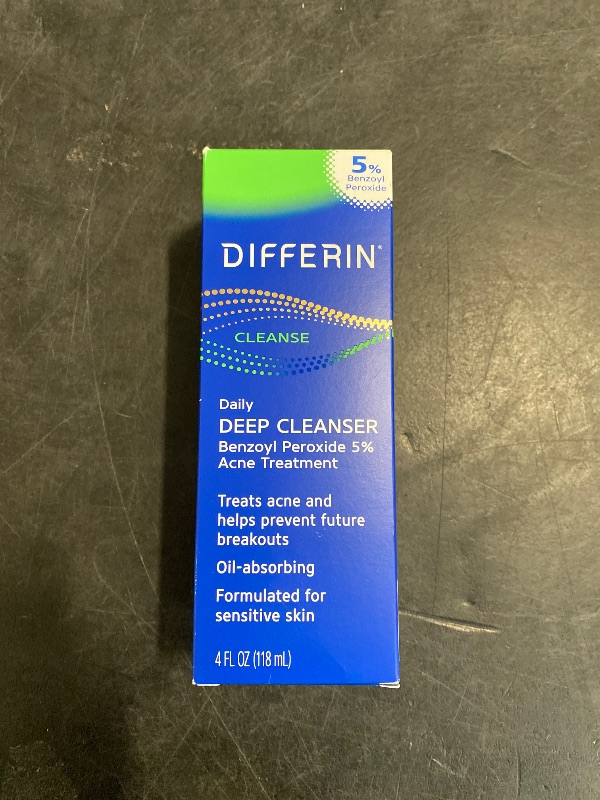 Photo 1 of Differin Acne Face Wash with 5% Benzoyl Peroxide, Daily Deep Cleanser by the makers of Differin Gel, Gentle Skin Care for Acne Prone Sensitive Skin, 4 oz (Packaging May Vary)