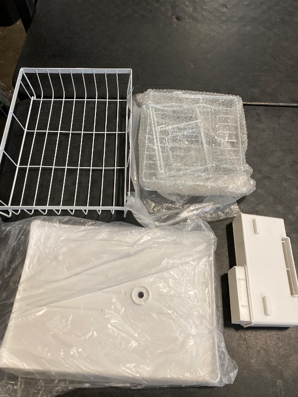 Photo 1 of 7 code Large Dish Drying Rack, 2-Tier Dish Racks for Kitchen Counter, Detachable Large Capacity Dish Drainer Organizer with Utensil Holder, Dish Drying Rack with Drain Board, White