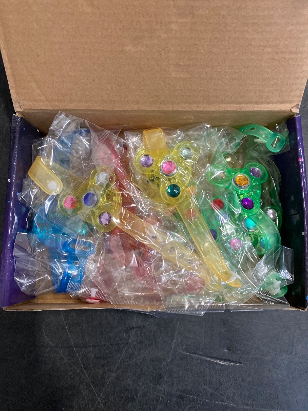 Photo 1 of 12 Pack LED Light Up Fidget Spinner Bracelets Party Favors for Kids 4-8 8-12, Glow in The Dark Party Supplies, Birthday Gifts, Treasure Box Toys, Goodie Bags Stuffers for Kids