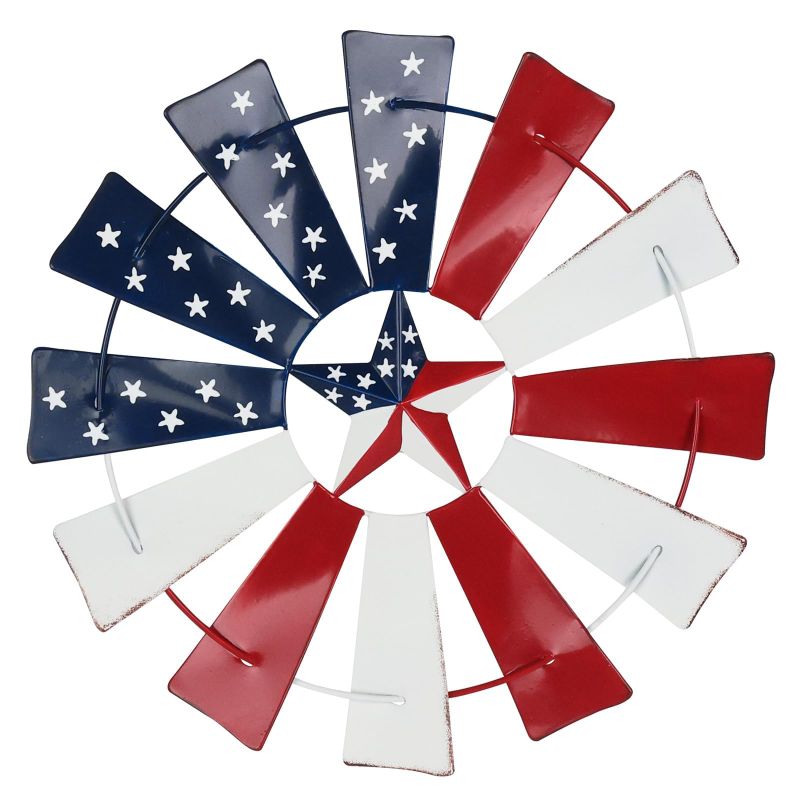 Photo 1 of YEAHOME 4th of July Decorations Outdoor, 13.5" Blue Red White Windmill Wall Art for Fourth of July Decor, Stars and Stripes Patriotic Memorial Day Decorations for Garden, Memorial Day Decorations