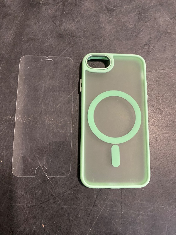 Photo 1 of for iPhone SE Case 2022(3rd)/2020(2nd), iPhone 8/7 Case, with 1 Screen Protector, Matte Magnetic Slim Phone Cover, Support for Magsafe, Shockproof Protection Translucent Frosted Back,Mint Green