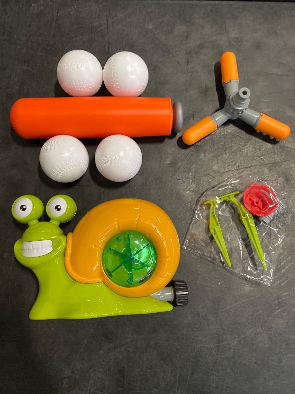 Photo 1 of Baseball Sprinkler for Kids, Water Toys for Kids Ages 4-8, Outdoor Toys Play for Toddlers 3-5, 2 in 1 Snail T Ball Set, Summer Backyard Lawn Swimming Pool Birthday Toys for Boys Girly Ages 4+