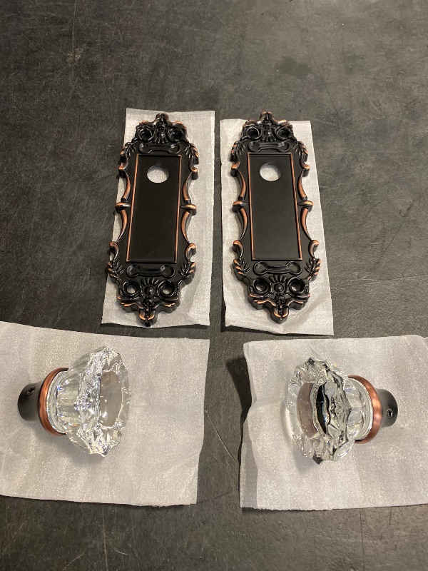 Photo 1 of Antique Dummy Door Knobs Interior Oil Rubbed Bronze 2 Pack Doorknob Crystal Glass Closet Door Handle Vintage Door Pulls for Pantry Door Hallway