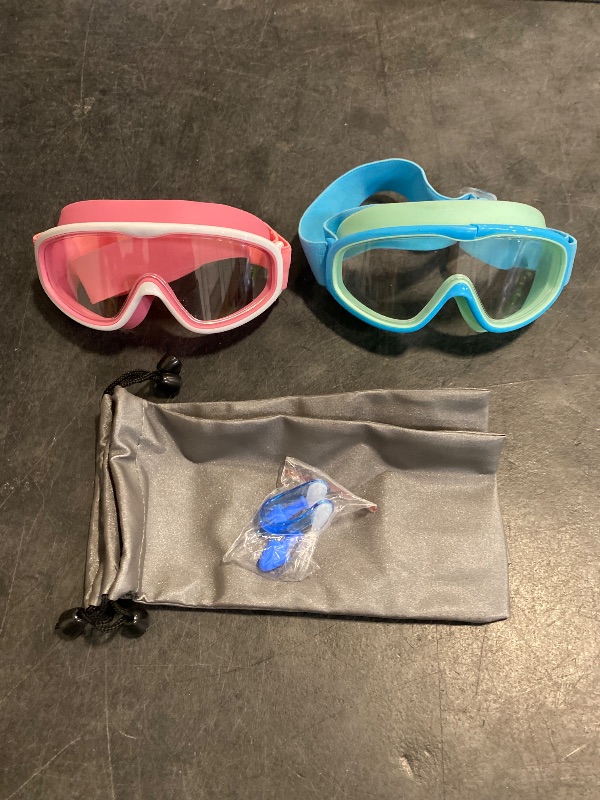 Photo 1 of Vvinca Kids Goggles with Comfort Fabric Strap, Kids Swim Goggles Wide View Anti-Fog/UV No Leaking Swimming Goggles for 3-14