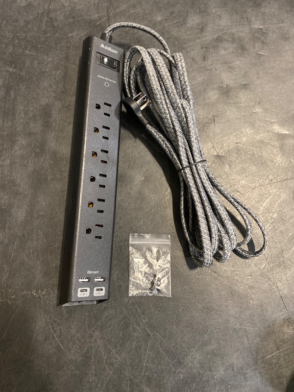 Photo 1 of Surge Protector Power Strip 15 Ft Cord, Ultra Thin Flat Extension Cord with 6 Outlets 4 USB Ports(2 USB C), Flat Plug Power Strip, 15 Ft Long Power Cord, Home Office College Dorm Room Essentials