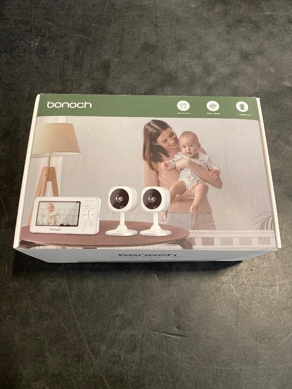 Photo 1 of bonoch 4.3" Baby Monitor with 2 Cameras, 720p Split Screen Monitor with Camera and Audio, 28hour Battery, Video Baby Monitor No WiFi, VOX Mode, 2 Way Audio, Auto Night Vision, 2X, 3X, 4X Zoom