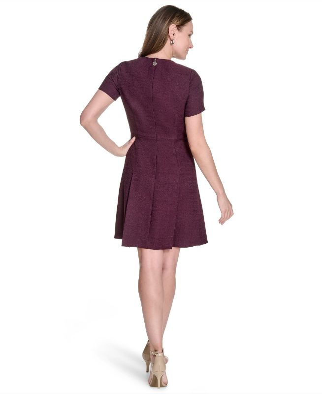 Photo 1 of L Tommy Hilfiger Women's Round-Neck Fringe-Trim Dress - Aubergine