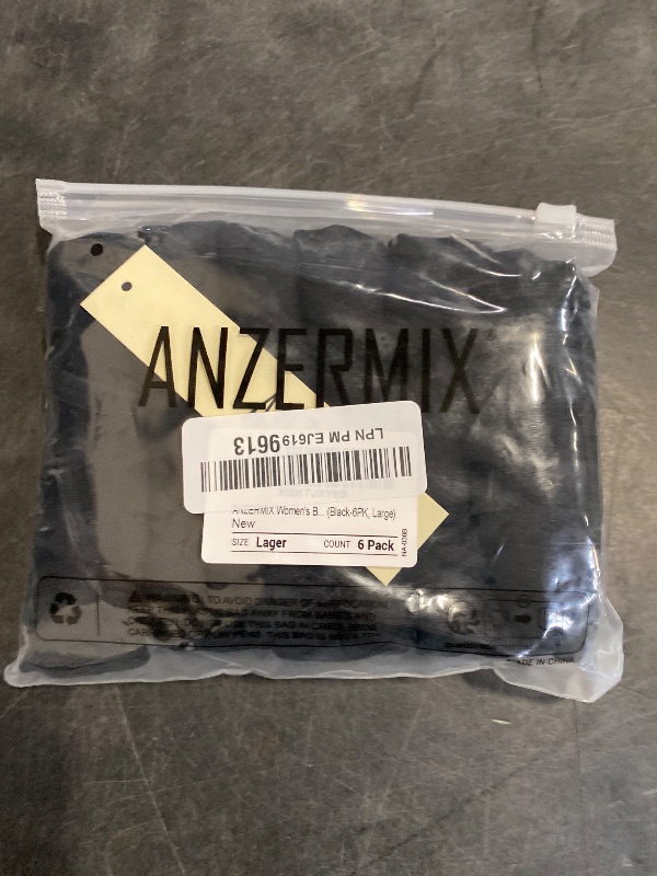 Photo 1 of (L) ANZERMIX Women's Breathable Cotton Thong Panties Pack of 6 (Black-6PK, Large)