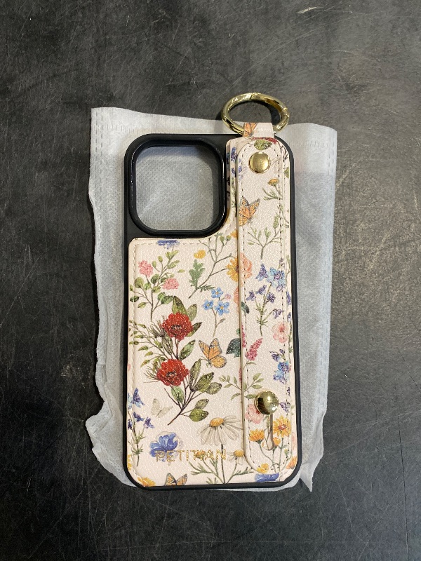 Photo 1 of HAOPINSH Floral Flower Print Folio Wallet Case for iPhone 15 Pro Max | with Card Holder, Back Flip, PU Leather, Kickstand, Card Slots Case, Finger Grip Ring, Double Magnetic Clasp, Shockproof, 6.7"