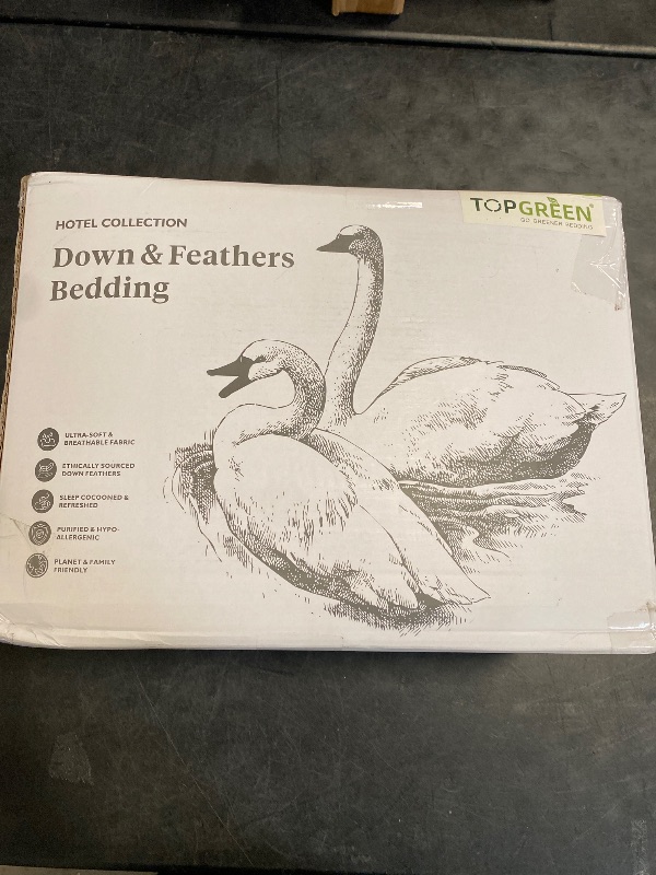 Photo 1 of TOPGREEN Feather Down Fiber Comforter Oversized King, Extra Fluffy Duvet Insert for All Season, Luxury Hotel Bed Comforters, with Ultra-Soft Egyptian Cotton Blend Case (120x98 Inch, White)