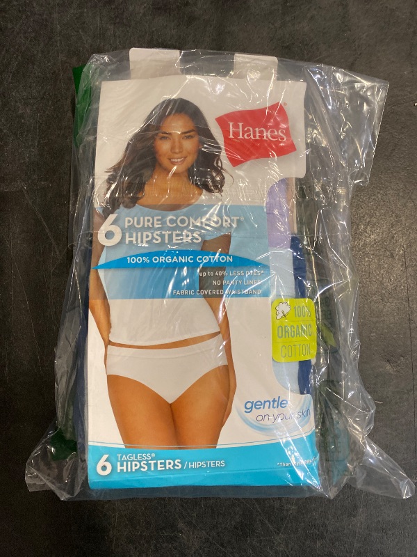 Photo 1 of 7 US Hanes Womens Organic Cotton Pack, Comfortsort Underwear, (Colors May Vary) Hipster Panties, Assorted Colors, 6-pack Hipsters