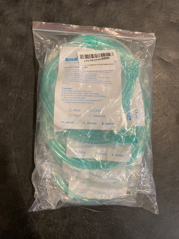 Photo 1 of 10 Pack High-Flow Ultra Soft Nasal Oxygen Cannula, Green Crush Resistant Tubing with Standard Connection 6.6 Feet