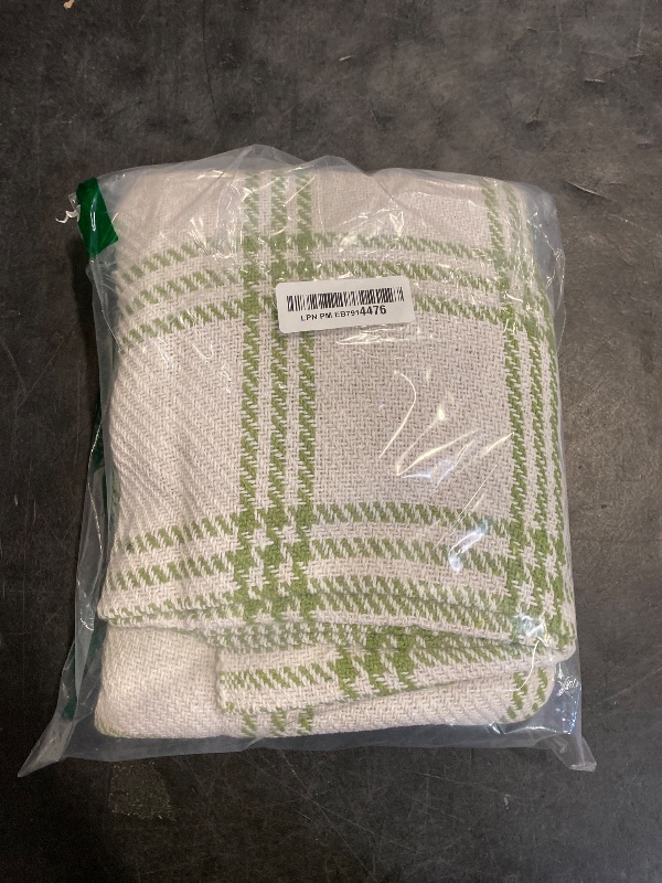 Photo 1 of DII Modern Farmhouse Plaid Collection Cotton Fringe Throw Blanket, 50x60, White/Antique Green