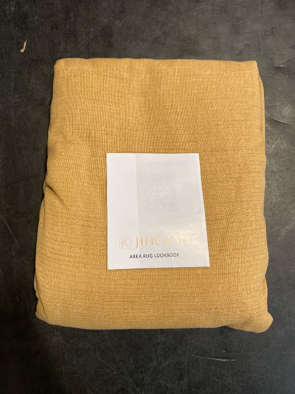Photo 1 of jinchan Linen Blend Curtains 96 inch Length 2 Panels for Bedroom Living Room, Floor to Ceiling 50 inch Wide Farmhouse Drapes with Rod Pocket Back Tab(50W x 96L, Mustard Yellow)