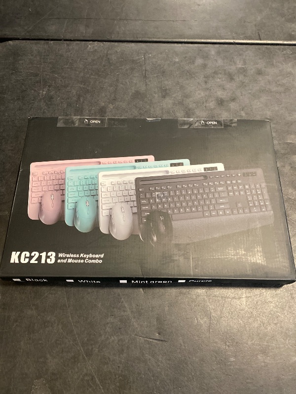 Photo 1 of Wireless Keyboard and Mouse Combo - Full-Sized Ergonomic Keyboard with Wrist Rest, Phone Holder, Sleep Mode, Silent 2.4GHz Cordless Keyboard Mouse Combo for Computer, Laptop, PC, Mac, Windows -Trueque
