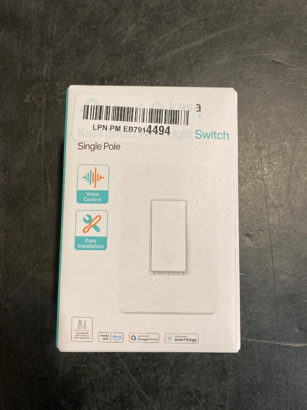 Photo 1 of Kasa Smart Light Switch HS200, Single Pole, Needs Neutral Wire, 2.4GHz Wi-Fi Light Switch Works with Alexa and Google Home, UL Certified, No Hub Required , White