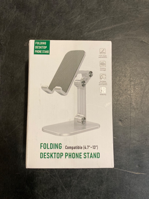 Photo 1 of OCYCLONE Phone Stand, Adjustable Height and Angle Foldable Cell Phone Stand Holder for Desk, Taller iPhone Stand Compatible with 4.7"-13" Smartphones iPad Tablet, Pink