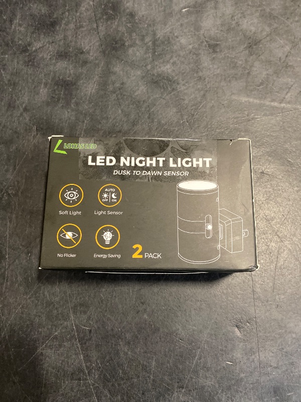 Photo 1 of L LOHAS LED Night Light Plug in, Modern Night Lights Plug into Wall, Dusk to Dawn Sensor, Soft White 3000K, 0-100LM Adjustable Brightness, Dimmable Night Lights for Hallway Bedroom Stairway, 2 Pack
