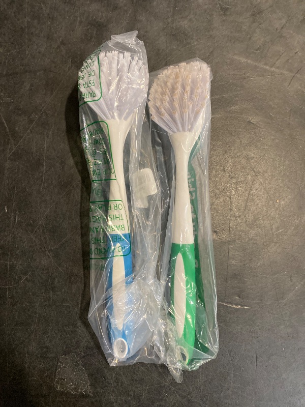 Photo 1 of Amazer Dish Brush with Handle, 2 Pack Kitchen Scrub Brushes for Cleaning, Dish Scrubber with Stiff Bristles for Sink, Pots, Pans