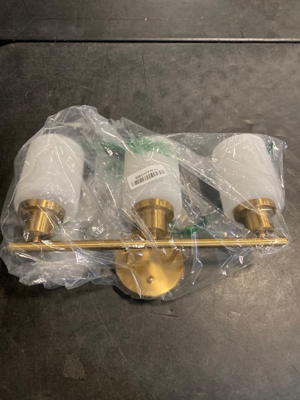 Photo 1 of Guliaofo 3-Light Bathroom Light Fixtures, Vanity Lights for Mirror with Textured Milky White Glass Shade, Modern Kitchen Light Fixtures Wall Sconce Light - E26 Base - Brushed Gold
