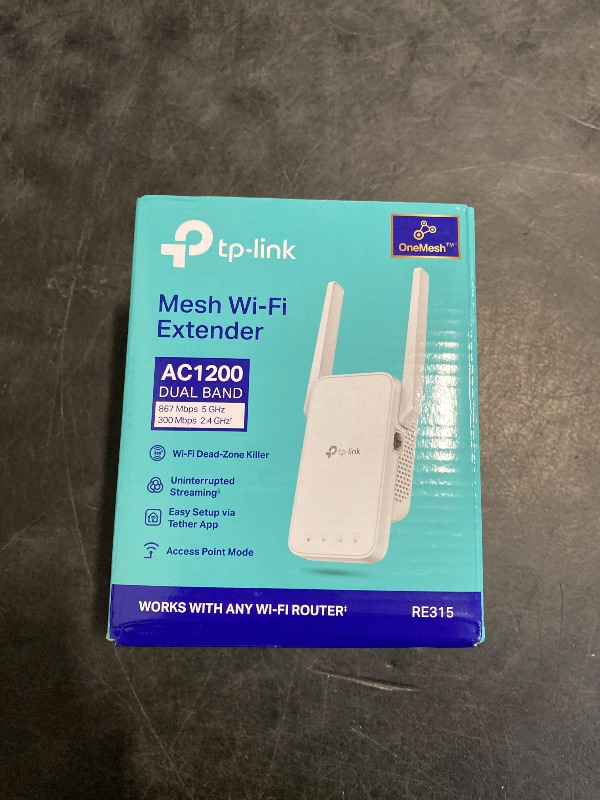 Photo 1 of TP-Link AC1200 WiFi Extender, 2025 Wirecutter Best WiFi Extender, 1.2Gbps Home Signal Booster, Dual Band 5GHz/2.4GHz, Up to 1600 Sq.ft and 32 Devices, EasyMesh Compatible, One Ethernet Port (RE315)

