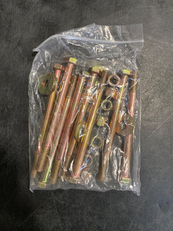 Photo 1 of Metalsuberg 3/8" x 5" Hex Head Bolt by Color Galvanization with Ny lon Lock nut and Large Size Washer Assortment Kit,Alloy Steel,Grade 5.(8pcs Pack)