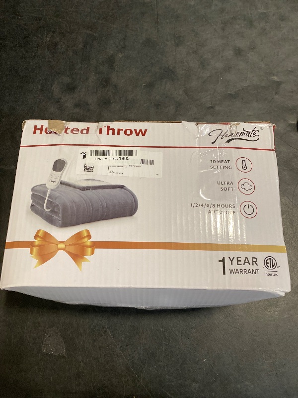 Photo 1 of Homemate Heated Blanket Electric Throw - 50"x60" Heating Blanket Throw 1/2/4/6/8 Hours Auto-Off 10 Heat Level Over-Heat Protection Flannel Sherpa Electric ETL Certification